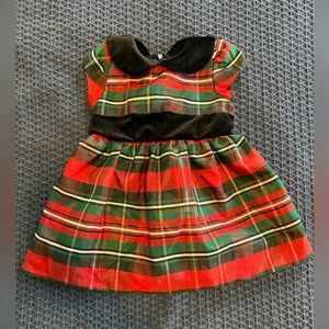Jayne Copeland Red Plaid Dress with Black Velvet Collar